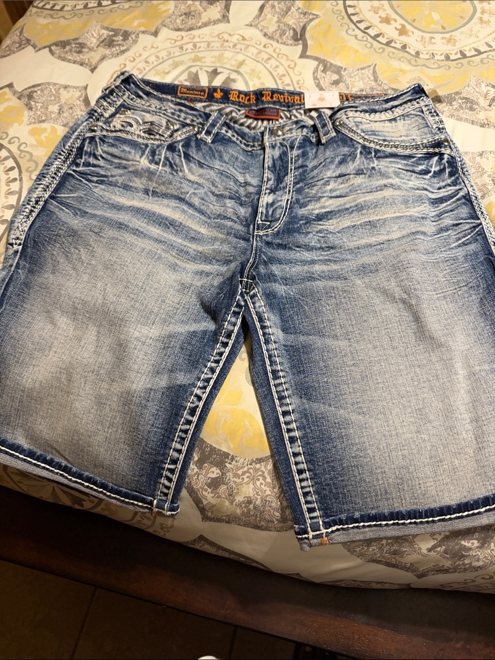 Rock Revival Men's Light Blue Distressed Denim Jean Shorts